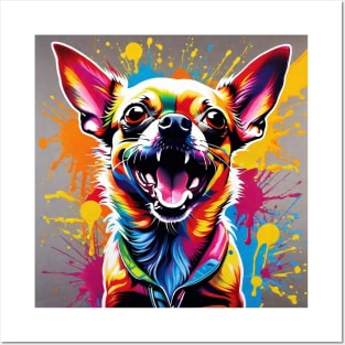 Cute but vicious Chihuahua in a colorful pose Posters and Art